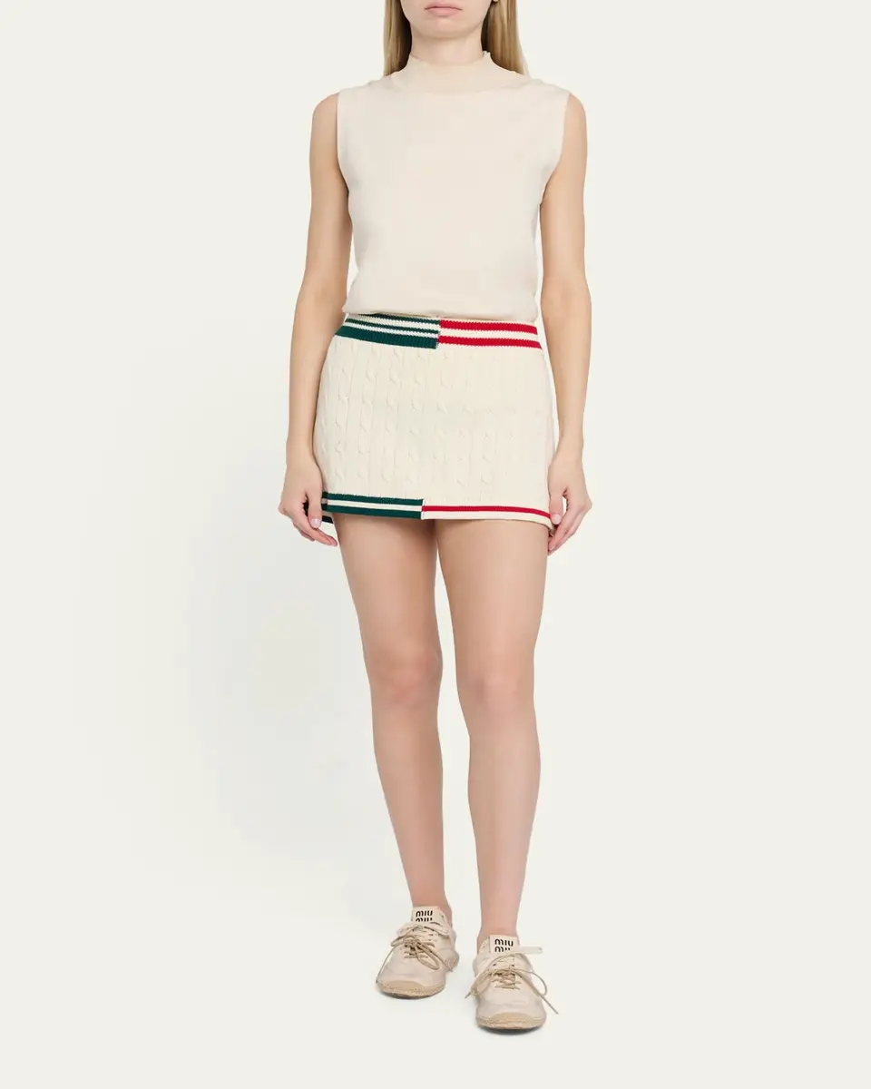 SEROYA Pearson Cable-Knit Mini Skirt | Thumbnail 2