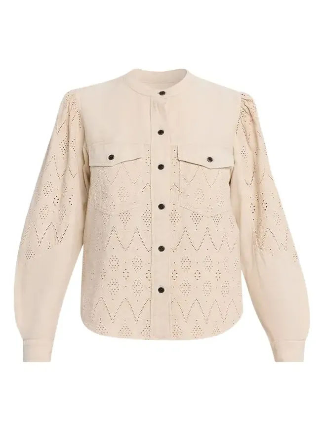 Kaina Eyelet Cotton Button-Front Shirt