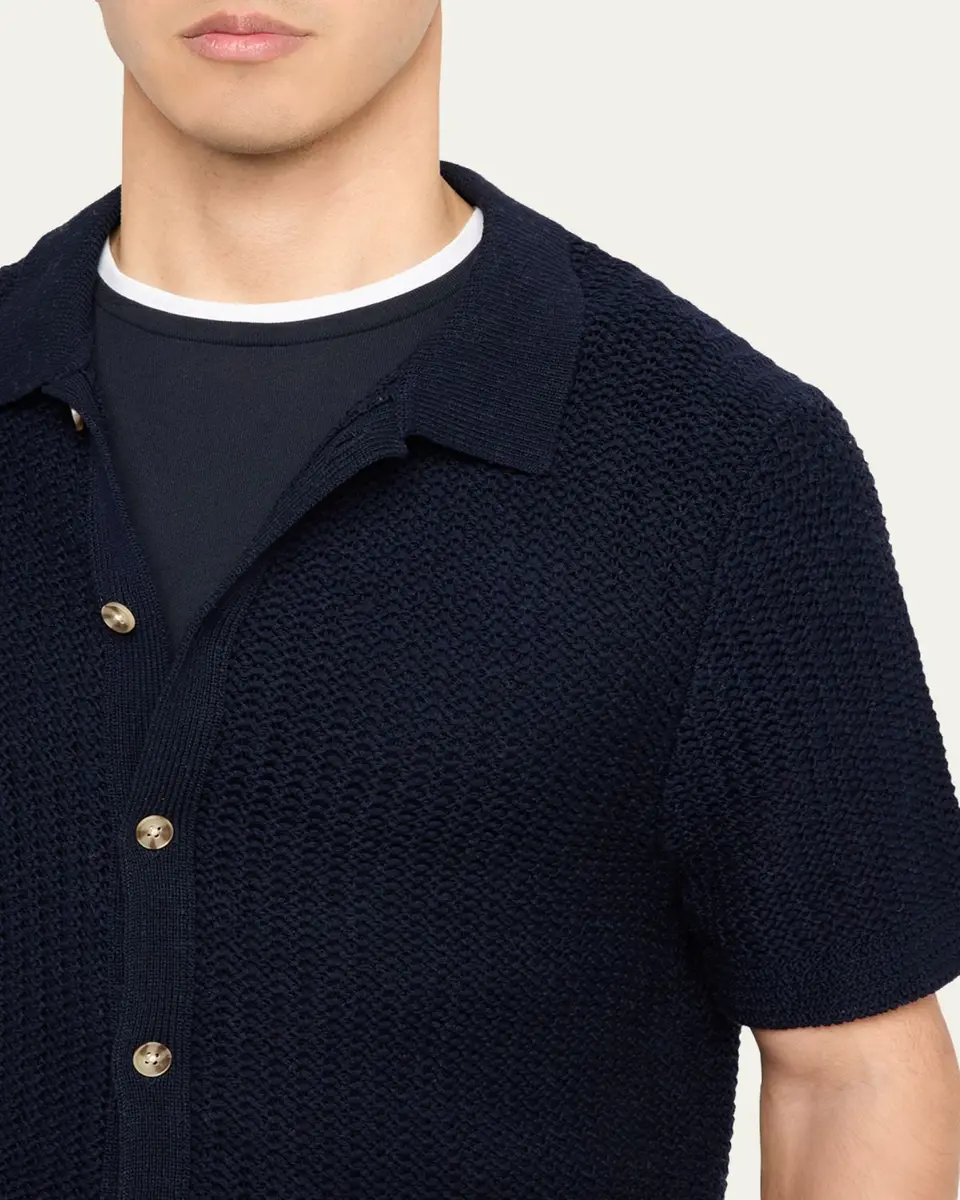 Vince Men's Crochet Button-Down Shirt | Thumbnail 8