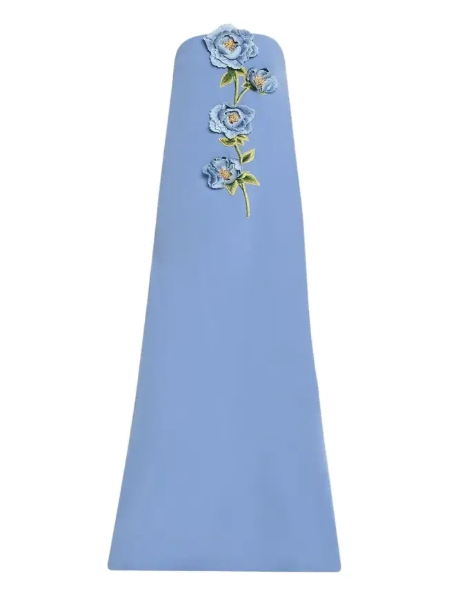 Peony Embroidered Strapless Crepe Gown Peony Embroidered Strapless Crepe Gown