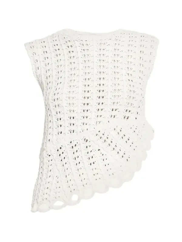 Saez Crochet Asymmetric Sleeveless Top