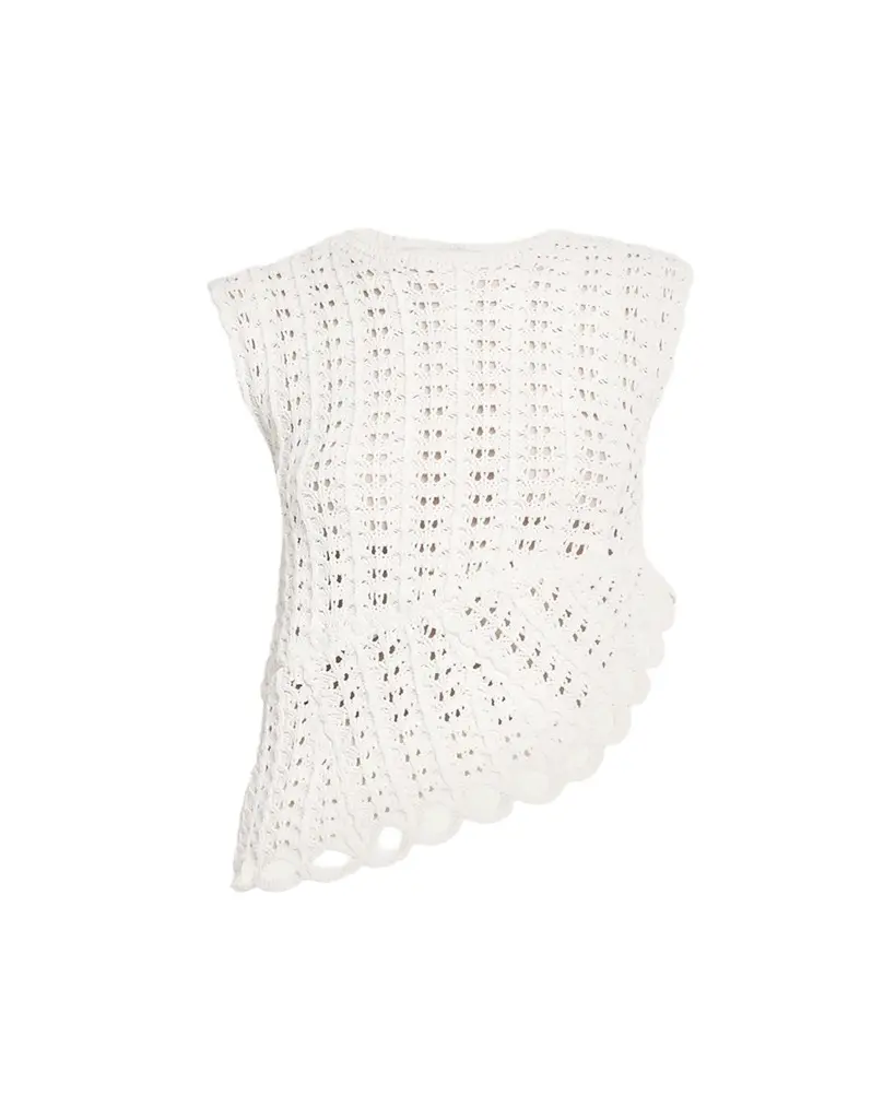 Loulou de Saison Saez Crochet Asymmetric Sleeveless Top | Image 1 Loulou de Saison Saez Crochet Asymmetric Sleeveless Top | Image 1