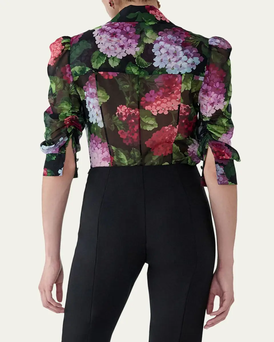 Carolina Herrera Semi-Sheer Floral Buttoned Blouse | Thumbnail 3 Carolina Herrera Semi-Sheer Floral Buttoned Blouse | Thumbnail 3