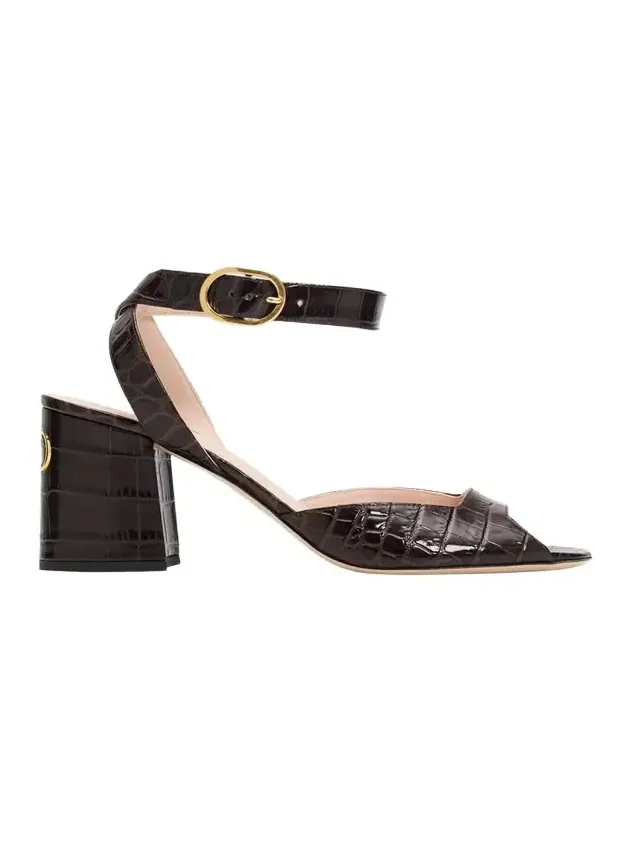 75mm Fawcette Croc-Embossed Leather Sandals 75mm Fawcette Croc-Embossed Leather Sandals