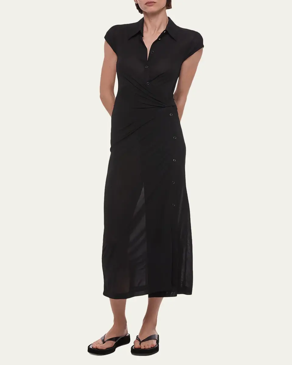 Helmut Lang Short-Sleeve Twist Jersey Midi Dress | Thumbnail 2 Helmut Lang Short-Sleeve Twist Jersey Midi Dress | Thumbnail 2