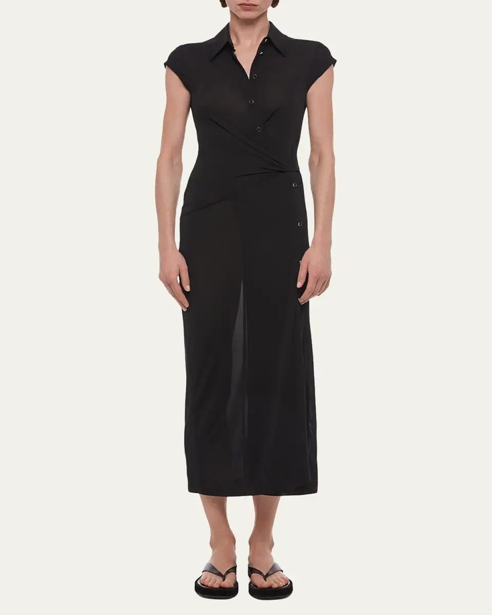 Helmut Lang Short-Sleeve Twist Jersey Midi Dress | Thumbnail 4 Helmut Lang Short-Sleeve Twist Jersey Midi Dress | Thumbnail 4