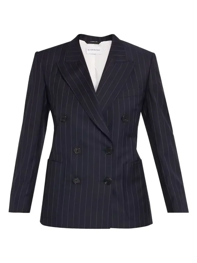 Double-Breasted Pinstripe Wool Jacket Double-Breasted Pinstripe Wool Jacket