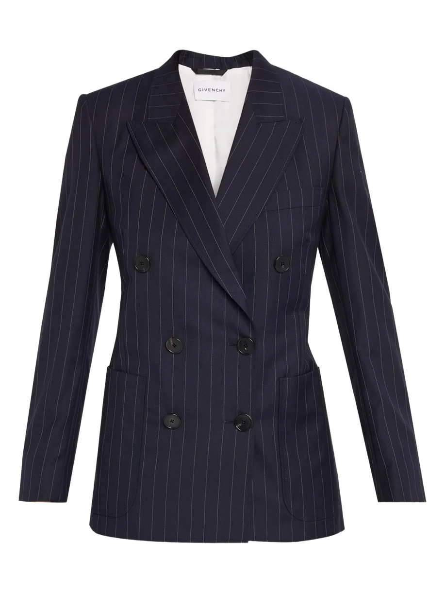Double-Breasted Pinstripe Wool Jacket Double-Breasted Pinstripe Wool Jacket