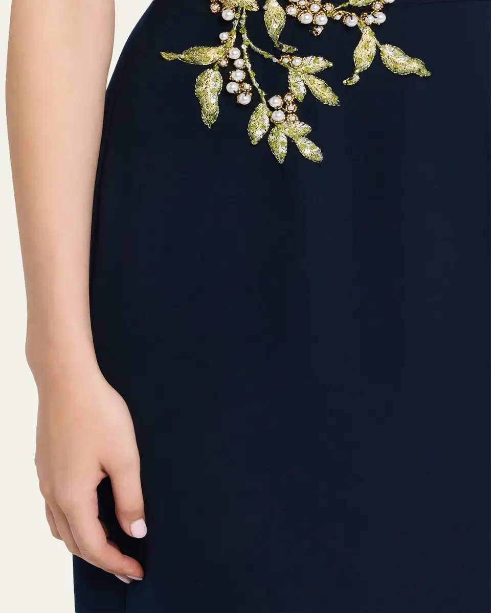 Rickie Freeman for Teri Jon Floral-Embroidered Asymmetric Capelet Gown | Thumbnail 5 Rickie Freeman for Teri Jon Floral-Embroidered Asymmetric Capelet Gown | Thumbnail 5