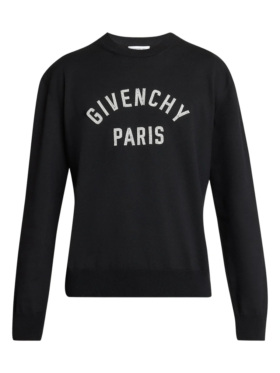 Givenchy Men's Embroidered Logo Cotton Crewneck Sweater
