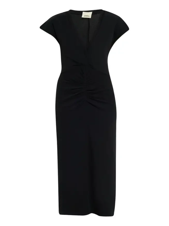Nadra Gathered Waist Jersey Midi Dress