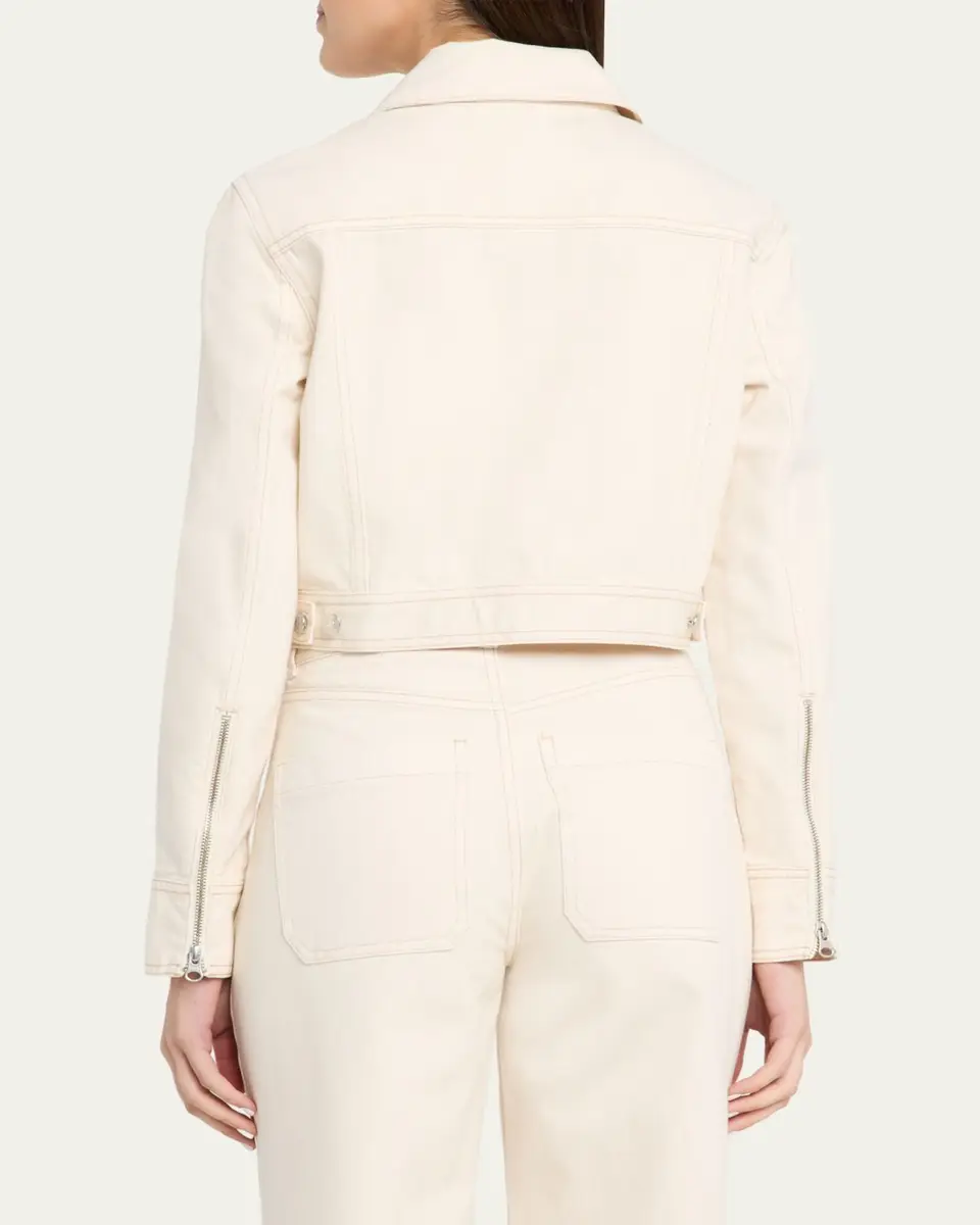 Veronica Beard Patty Cropped Denim Moto Jacket | Thumbnail 3 Veronica Beard Patty Cropped Denim Moto Jacket | Thumbnail 3