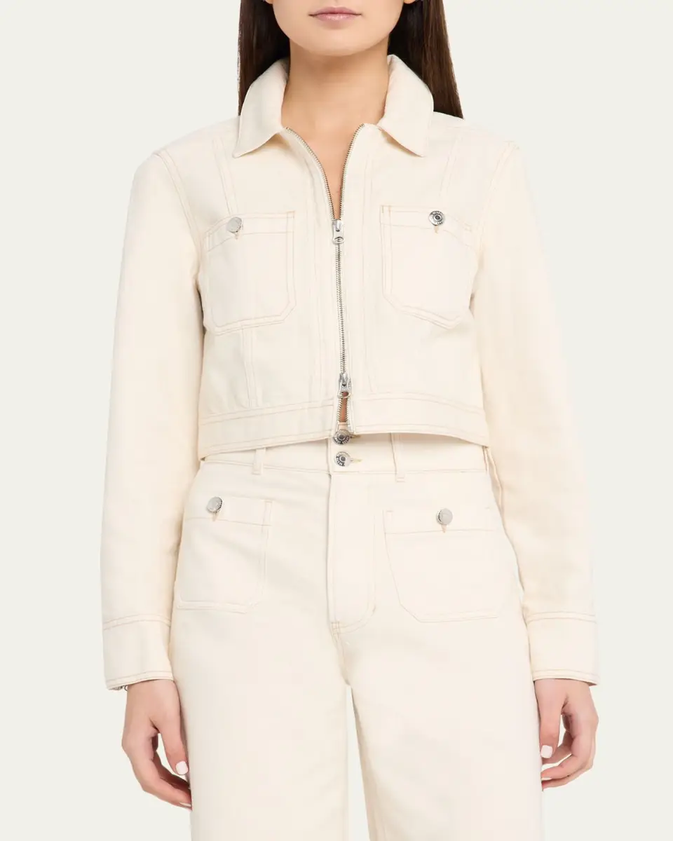Veronica Beard Patty Cropped Denim Moto Jacket | Thumbnail 4 Veronica Beard Patty Cropped Denim Moto Jacket | Thumbnail 4