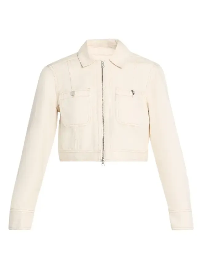Patty Cropped Denim Moto Jacket