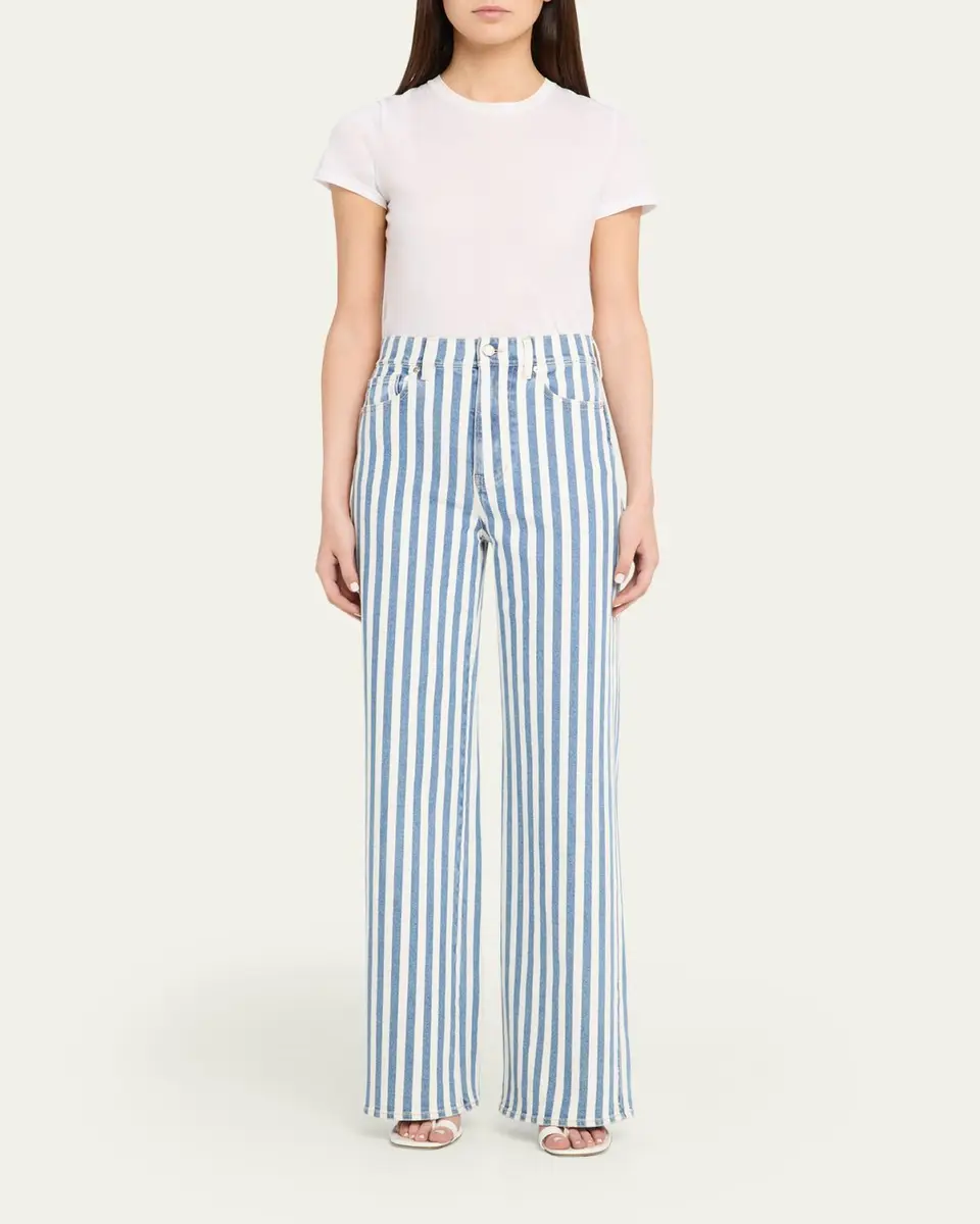Veronica Beard Taylor High-Rise Wide-Leg Striped Jeans | Thumbnail 2 Veronica Beard Taylor High-Rise Wide-Leg Striped Jeans | Thumbnail 2