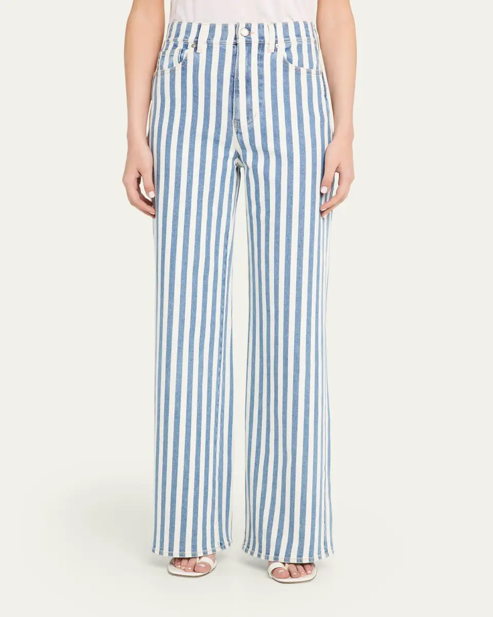 Veronica Beard Taylor High-Rise Wide-Leg Striped Jeans | Thumbnail 4 Veronica Beard Taylor High-Rise Wide-Leg Striped Jeans | Thumbnail 4