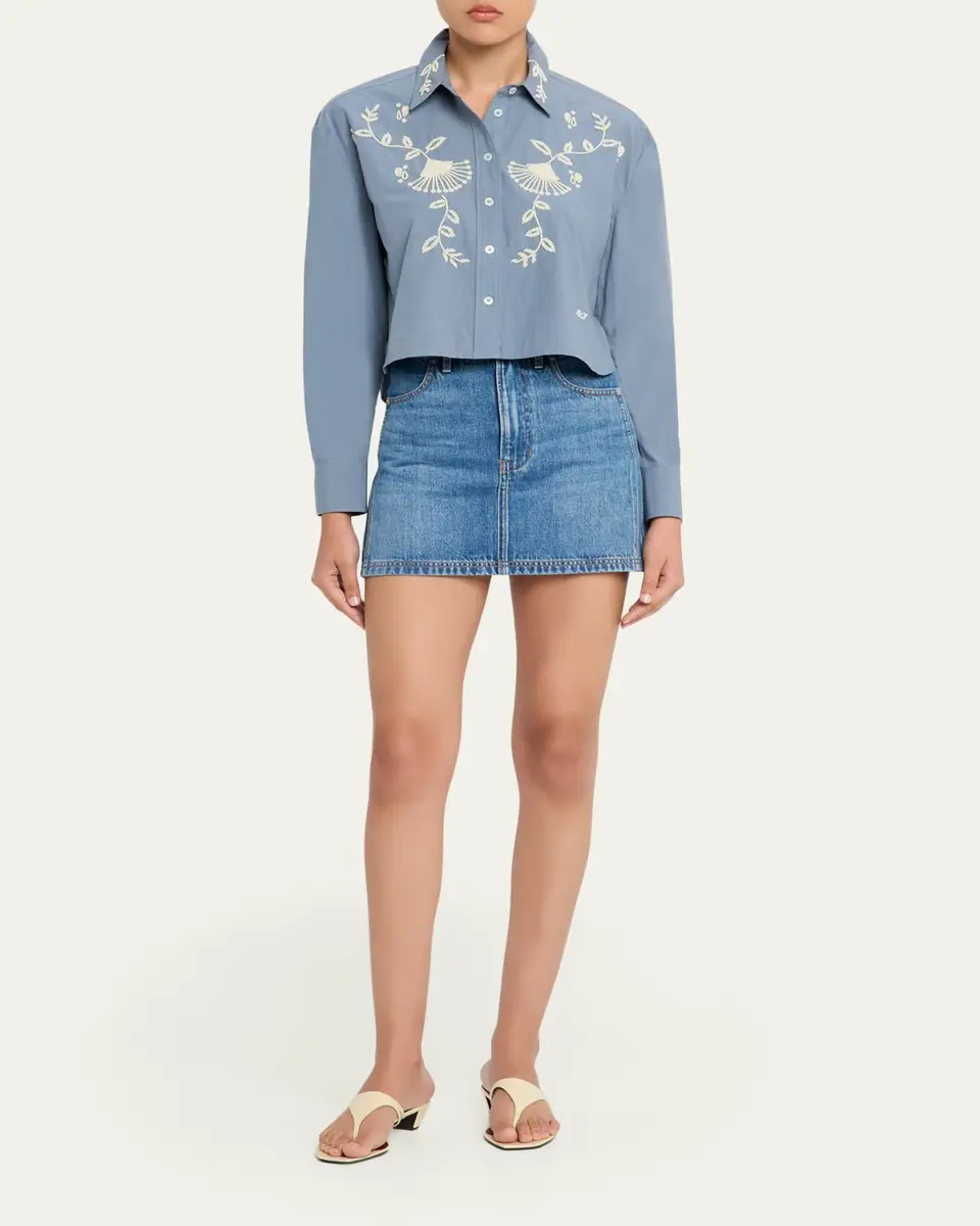Veronica Beard Zora Denim Mini Skirt | Thumbnail 2 Veronica Beard Zora Denim Mini Skirt | Thumbnail 2
