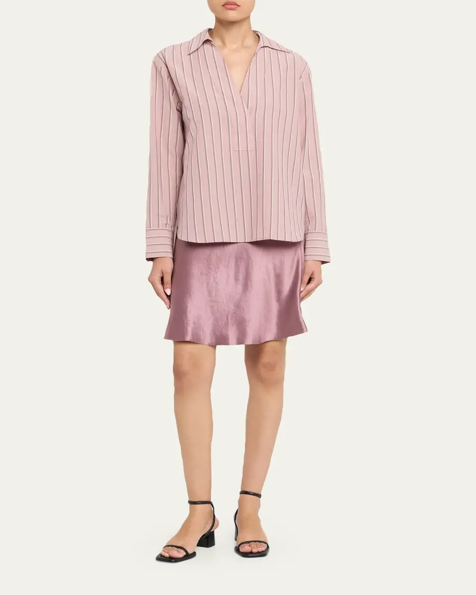 Vince Pinstripe Long-Sleeve Popover Shirt | Thumbnail 2 Vince Pinstripe Long-Sleeve Popover Shirt | Thumbnail 2