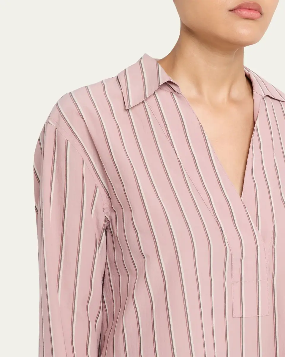 Vince Pinstripe Long-Sleeve Popover Shirt | Thumbnail 5 Vince Pinstripe Long-Sleeve Popover Shirt | Thumbnail 5