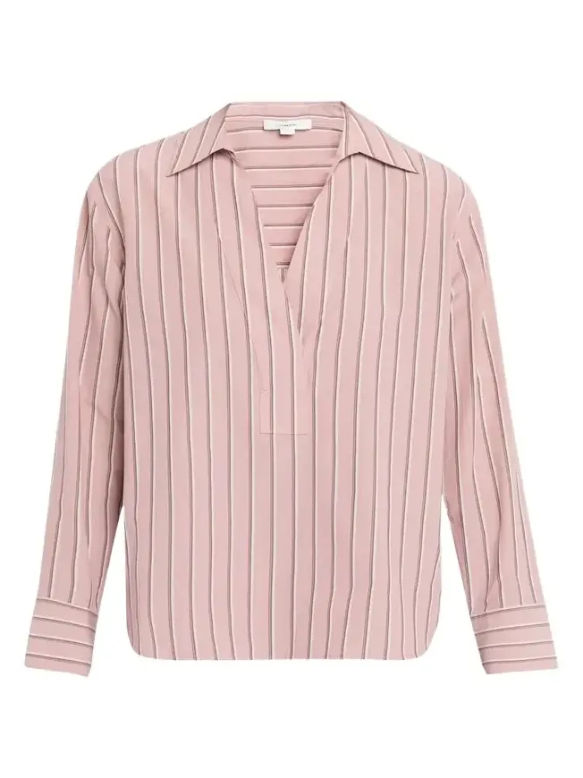 Pinstripe Long-Sleeve Popover Shirt Pinstripe Long-Sleeve Popover Shirt