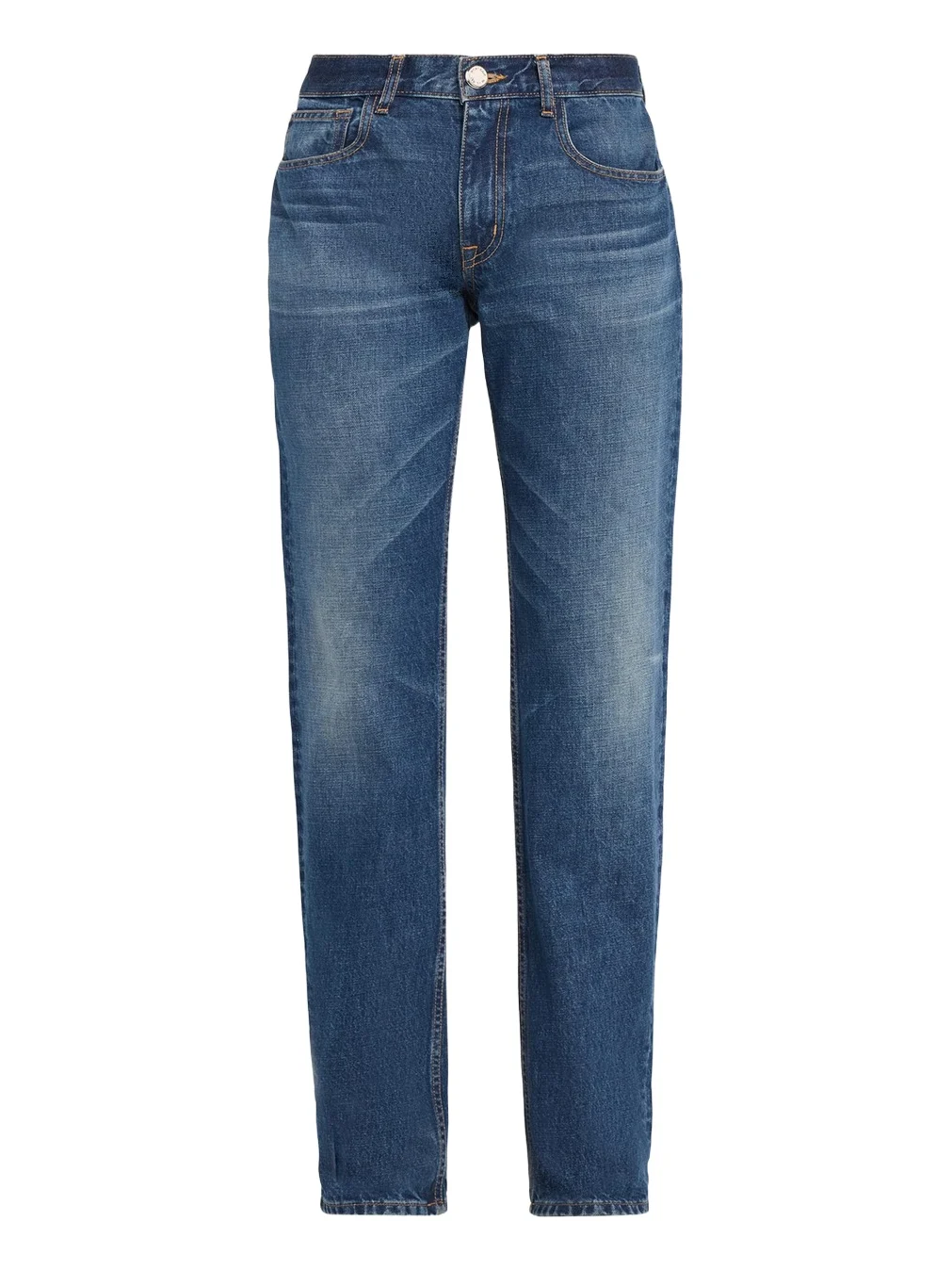 Beau Buckle-Waist Straight-Leg Jeans