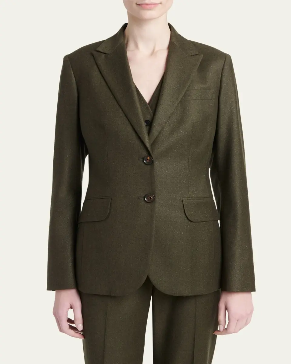Kiton Metallic Wool Single-Breasted Jacket | Thumbnail 4 Kiton Metallic Wool Single-Breasted Jacket | Thumbnail 4