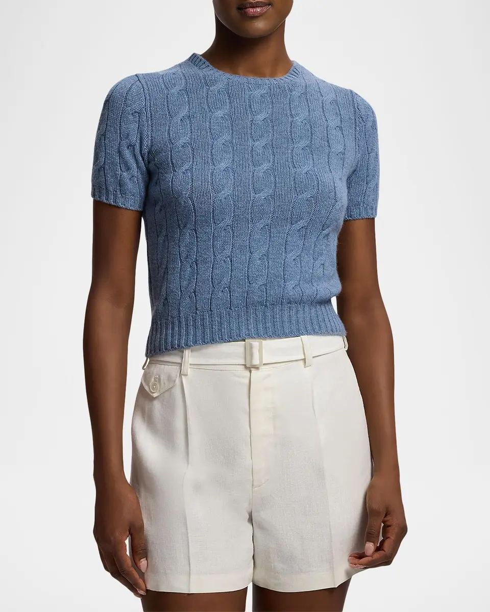 Ralph Lauren Collection Cable-Knit Cashmere Cropped Sweater | Thumbnail 4