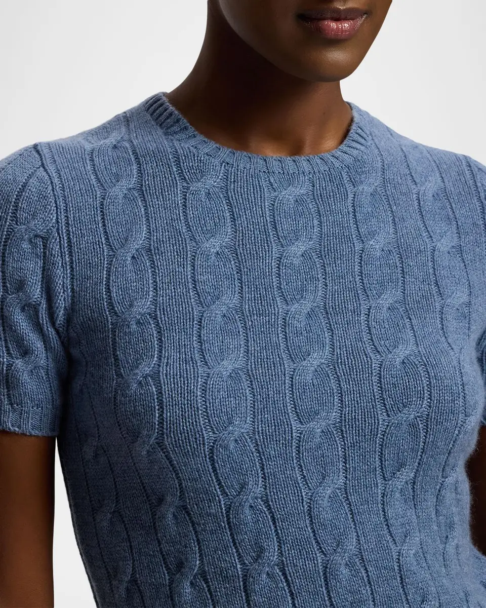 Ralph Lauren Collection Cable-Knit Cashmere Cropped Sweater | Thumbnail 5