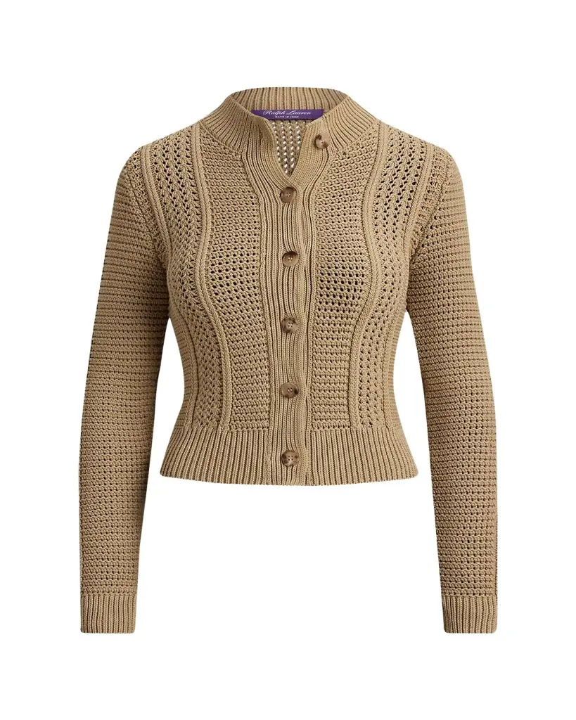 Ralph Lauren Collection Cotton-Blend Mockneck Cardigan | Image 1 Ralph Lauren Collection Cotton-Blend Mockneck Cardigan | Image 1