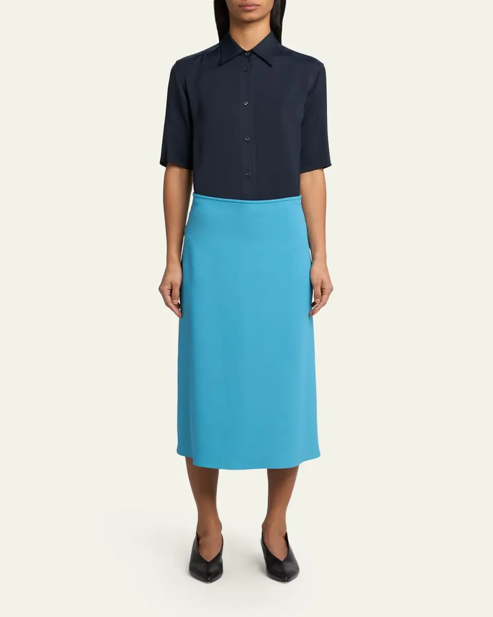 Jil Sander Short-Sleeve Viscose Button-Down Shirt | Thumbnail 2 Jil Sander Short-Sleeve Viscose Button-Down Shirt | Thumbnail 2
