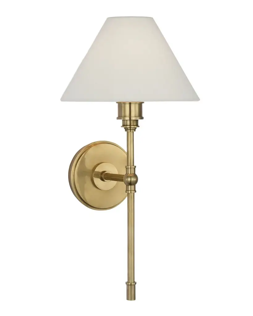 Visual Comfort Signature Parington Tail Sconce With Linen Shade by Chapman & Myers | Image 1 Visual Comfort Signature Parington Tail Sconce With Linen Shade by Chapman & Myers | Image 1