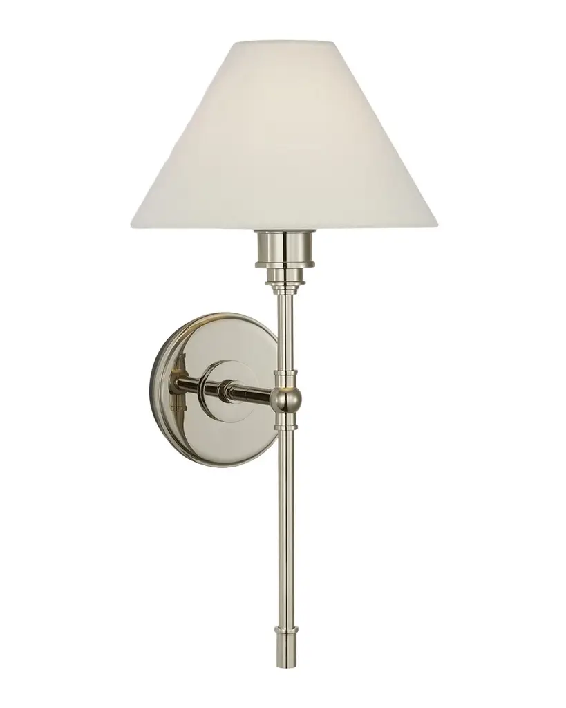 Visual Comfort Signature Parington Tail Sconce With Linen Shade by Chapman & Myers
