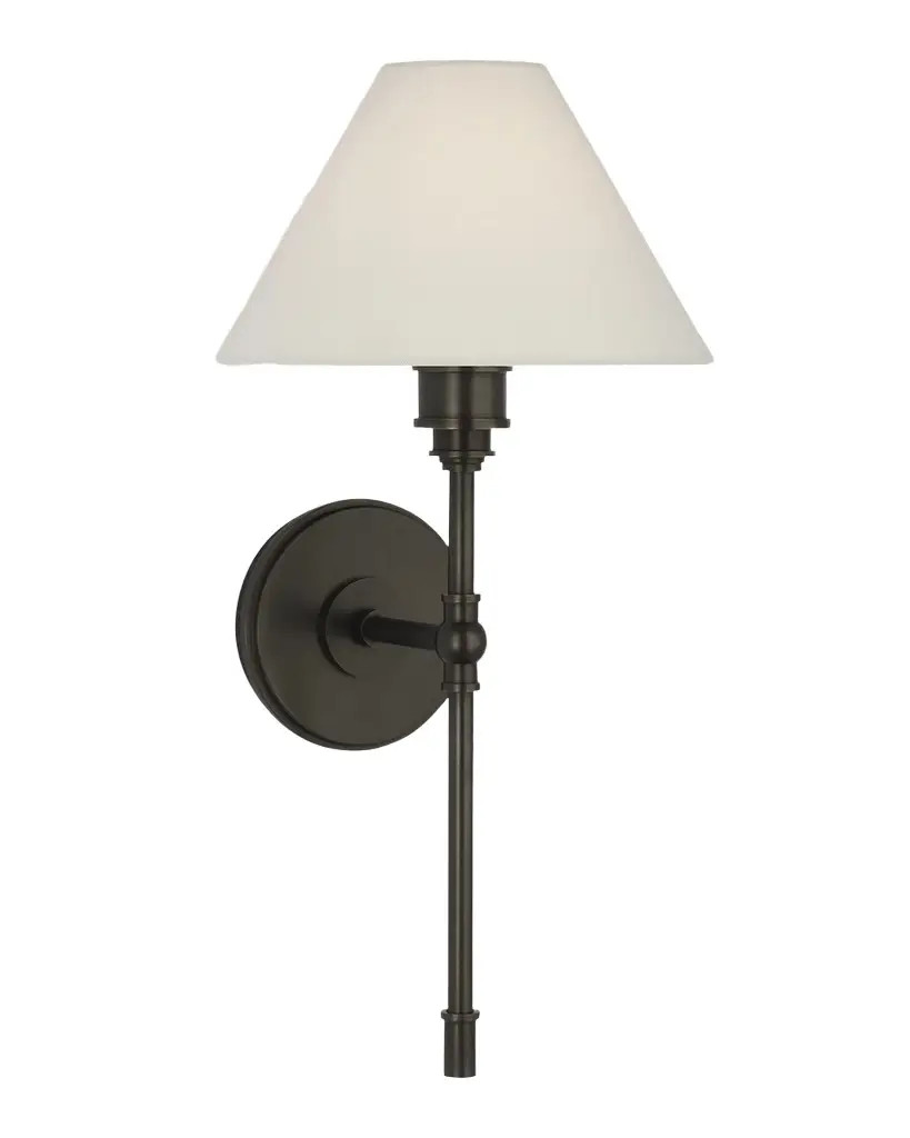 Visual Comfort Signature Parington Tail Sconce With Linen Shade by Chapman & Myers | Image 1 Visual Comfort Signature Parington Tail Sconce With Linen Shade by Chapman & Myers | Image 1