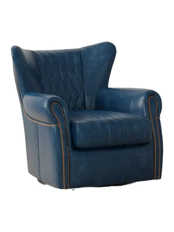 Sarreid Bugatti Leather Swivel Chair