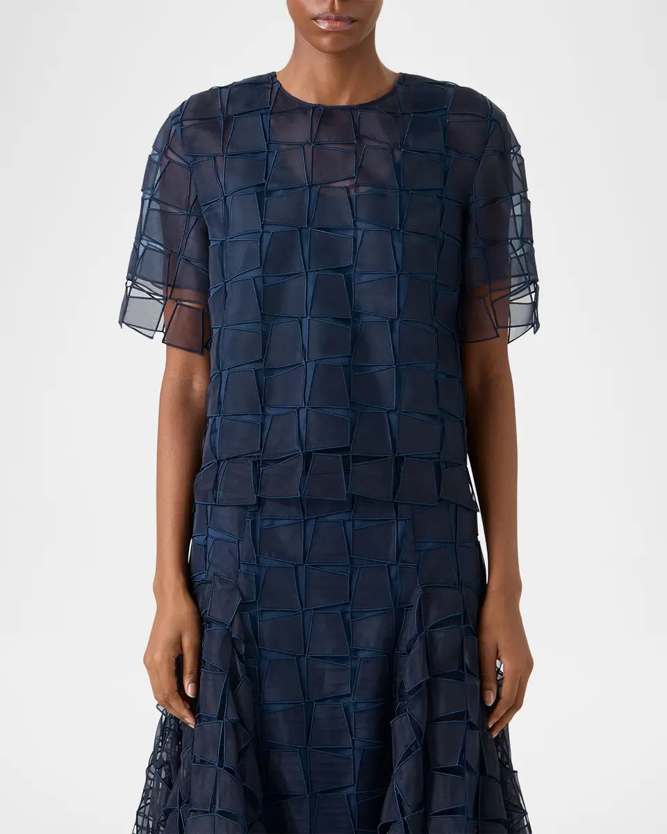 Akris Trapezoid Embroidered Organza Blouse | Thumbnail 4 Akris Trapezoid Embroidered Organza Blouse | Thumbnail 4
