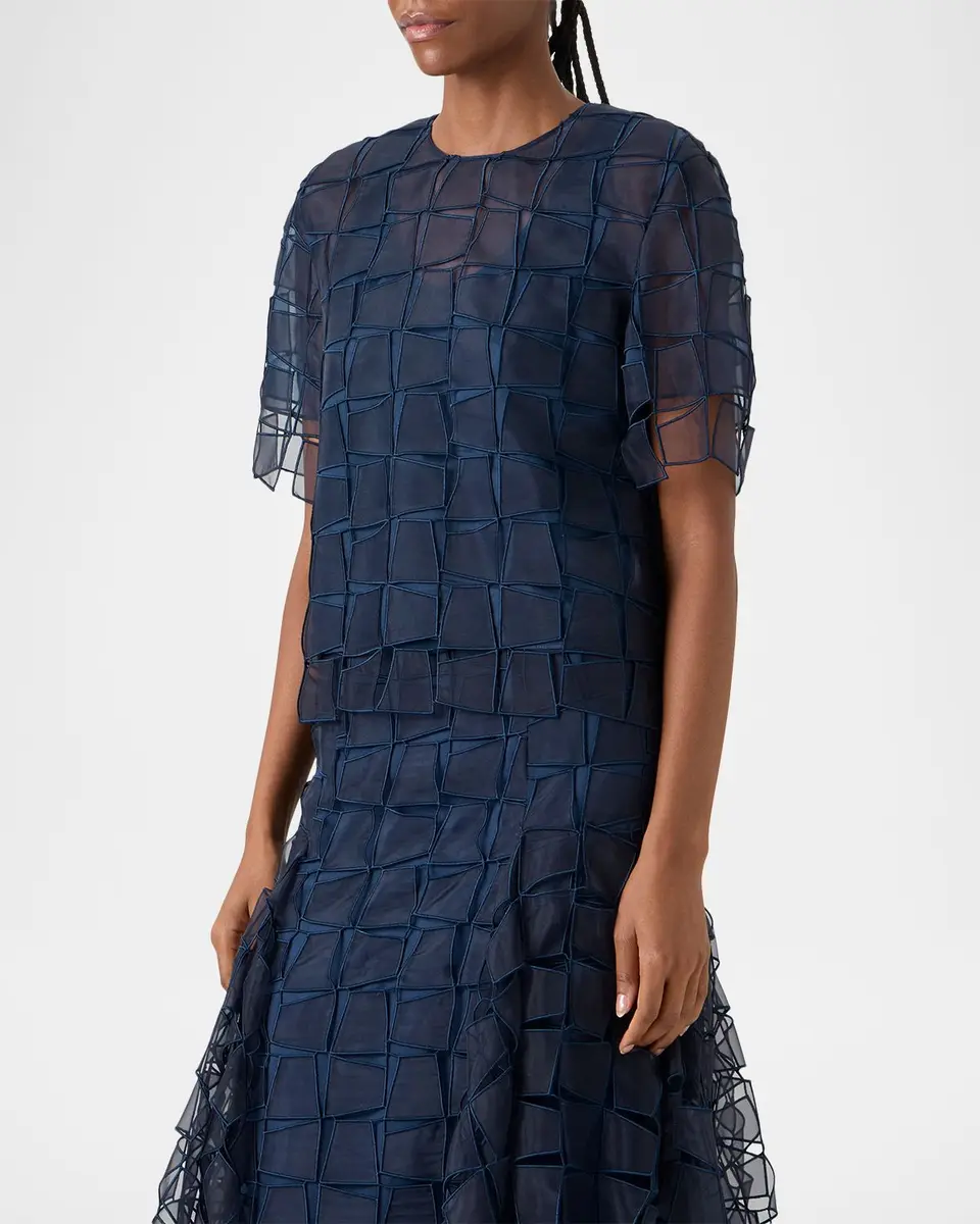 Akris Trapezoid Embroidered Organza Blouse | Thumbnail 6 Akris Trapezoid Embroidered Organza Blouse | Thumbnail 6