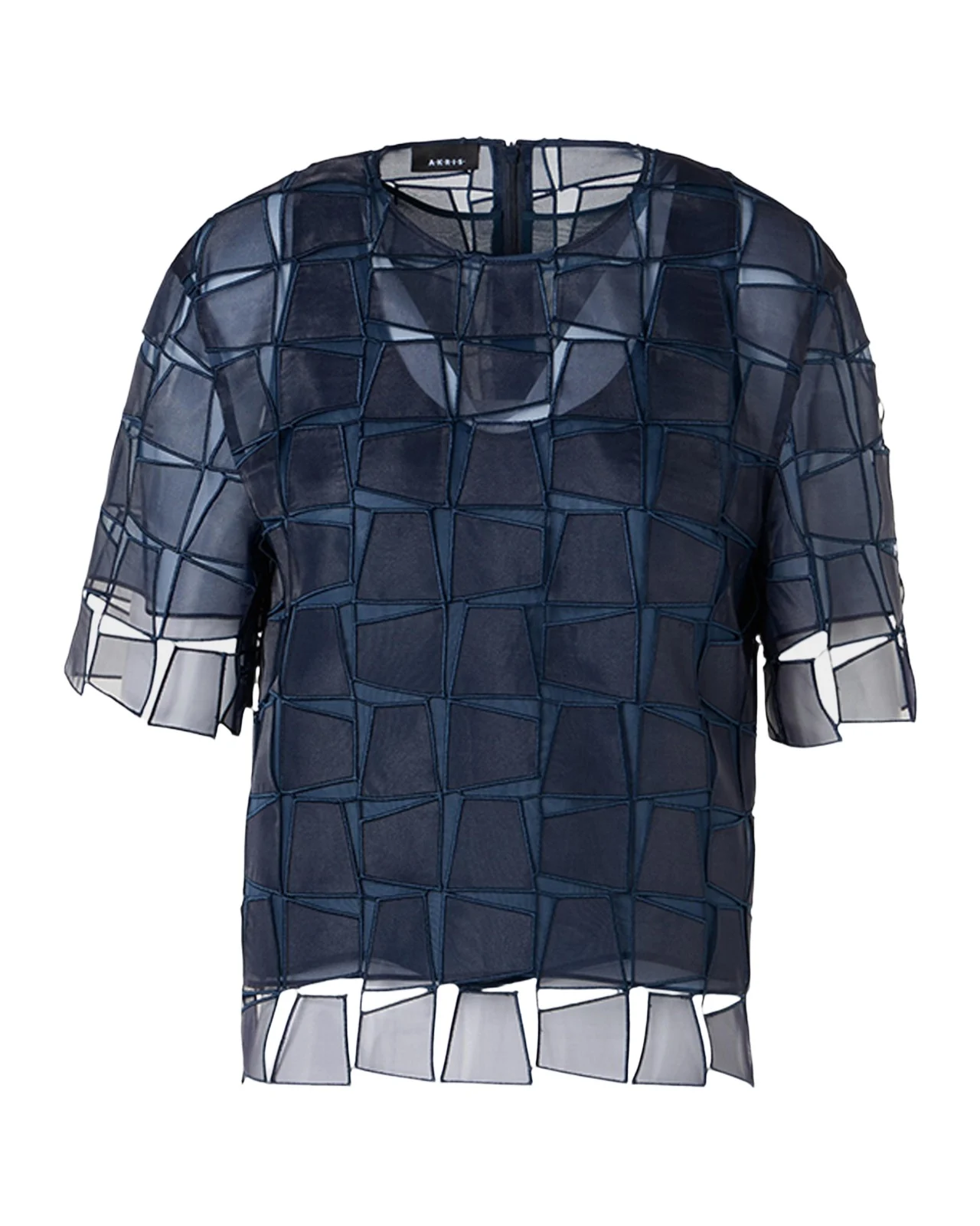 Trapezoid Embroidered Organza Blouse Trapezoid Embroidered Organza Blouse