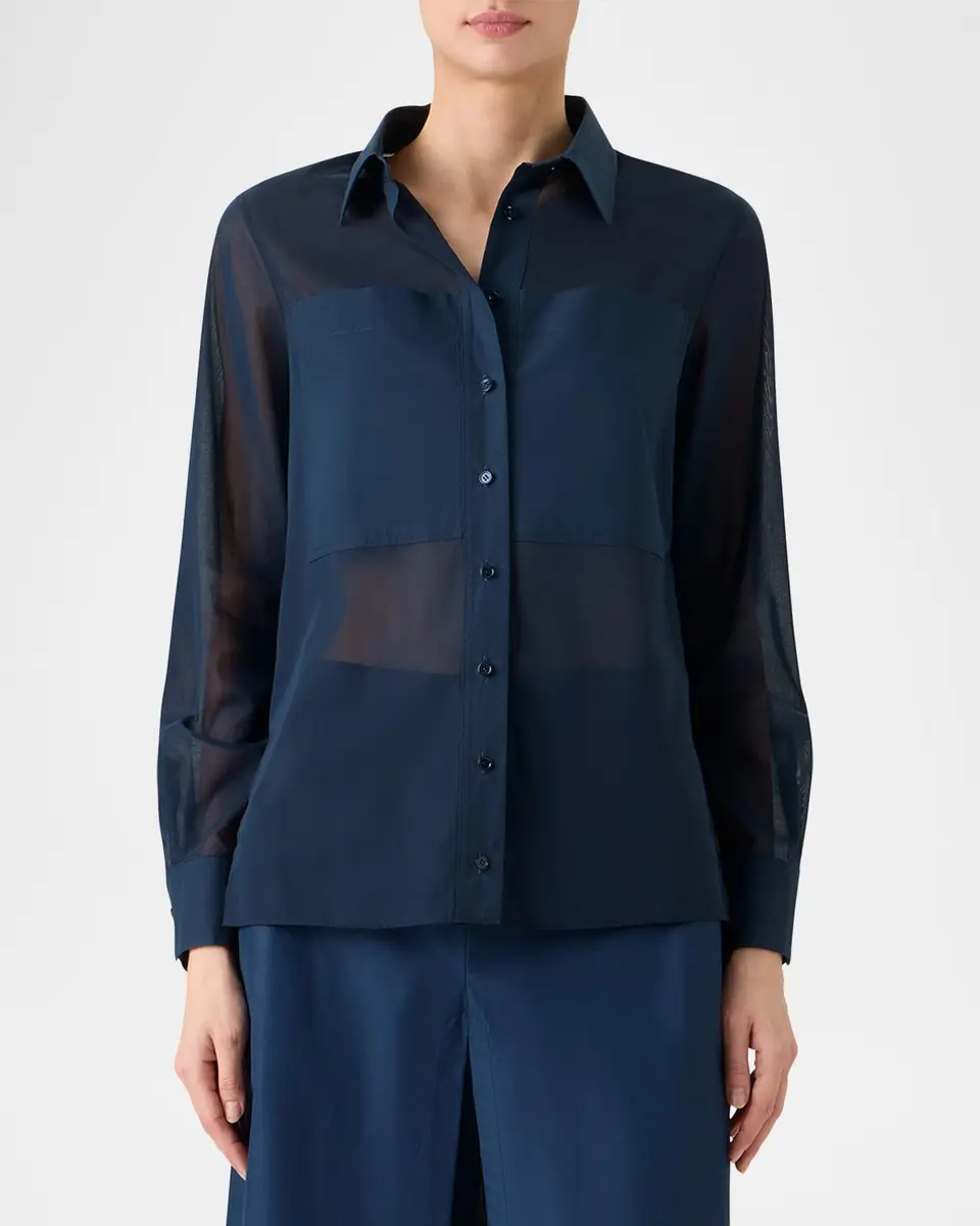Akris Cotton Voile Button-Down Tunic Blouse | Thumbnail 4 Akris Cotton Voile Button-Down Tunic Blouse | Thumbnail 4