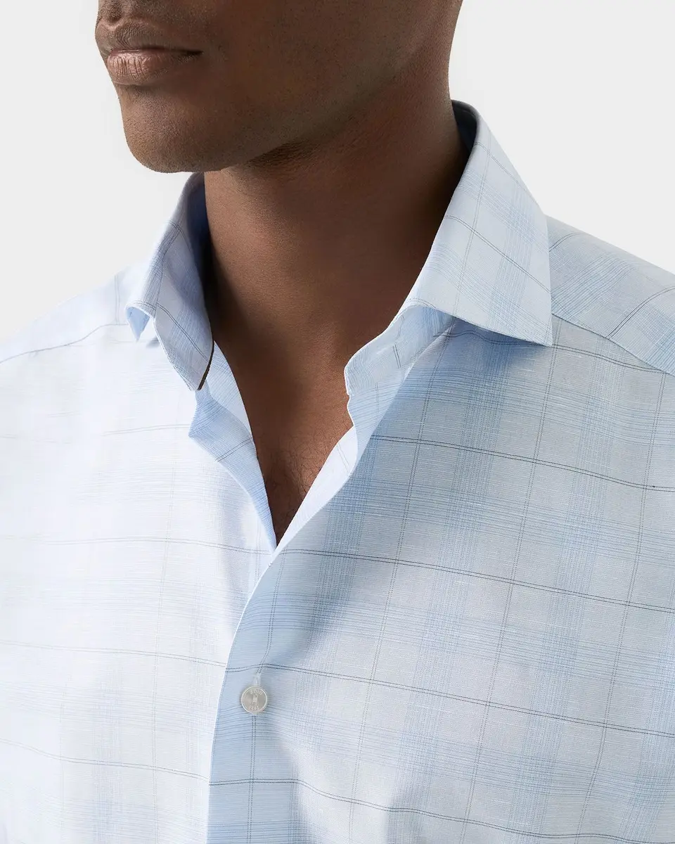 Eton Men's Elevated Check Cotton Linen Contemporary-Fit Dress Shirt | Thumbnail 5 Eton Men's Elevated Check Cotton Linen Contemporary-Fit Dress Shirt | Thumbnail 5
