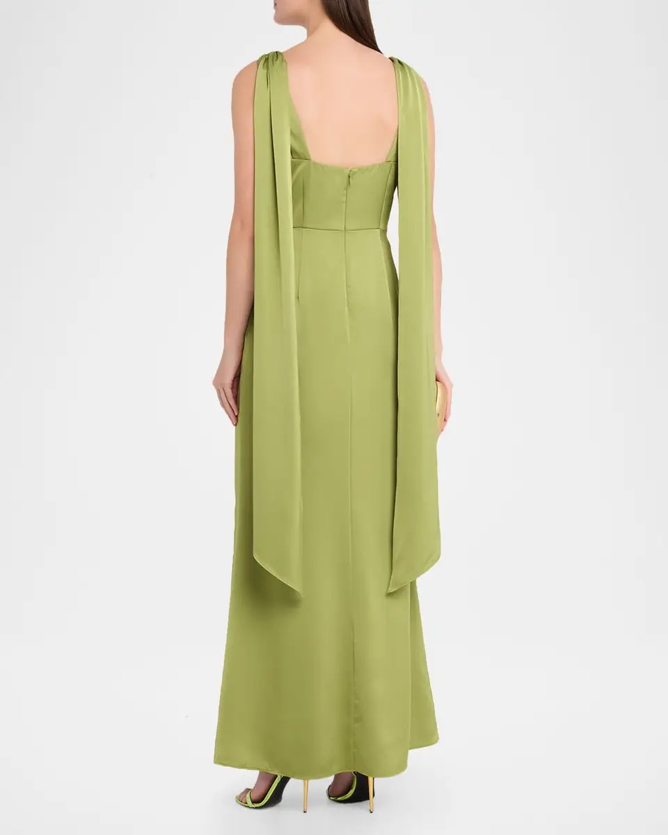 Aidan Mattox Draped Plunging Crepe Back Satin Gown | Thumbnail 3 Aidan Mattox Draped Plunging Crepe Back Satin Gown | Thumbnail 3