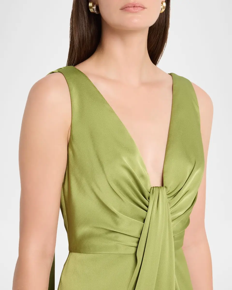 Aidan Mattox Draped Plunging Crepe Back Satin Gown | Thumbnail 5 Aidan Mattox Draped Plunging Crepe Back Satin Gown | Thumbnail 5