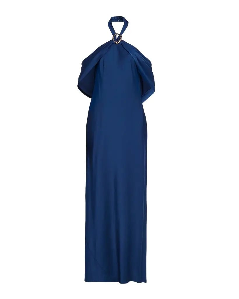 Aidan Mattox Draped Crepe Back Satin Halter Gown | Image 1 Aidan Mattox Draped Crepe Back Satin Halter Gown | Image 1