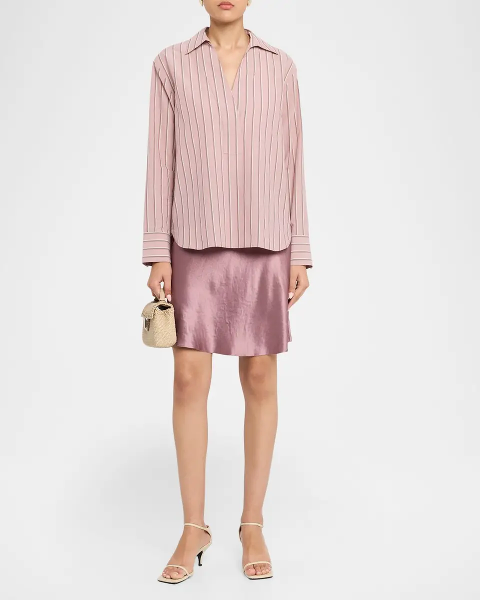 Vince Pinstripe Long-Sleeve Popover Shirt | Thumbnail 2 Vince Pinstripe Long-Sleeve Popover Shirt | Thumbnail 2