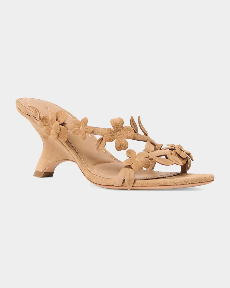 Simkhai Willow Floral Applique Suede Kitten-Heel Sandals | Thumbnail 2 Simkhai Willow Floral Applique Suede Kitten-Heel Sandals | Thumbnail 2