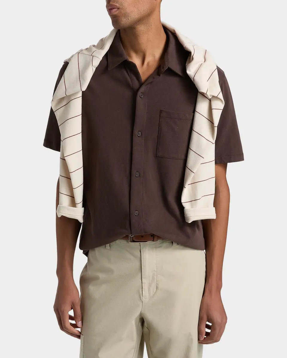 Vince Men's Sueded Jersey Button-Down Shirt | Thumbnail 4