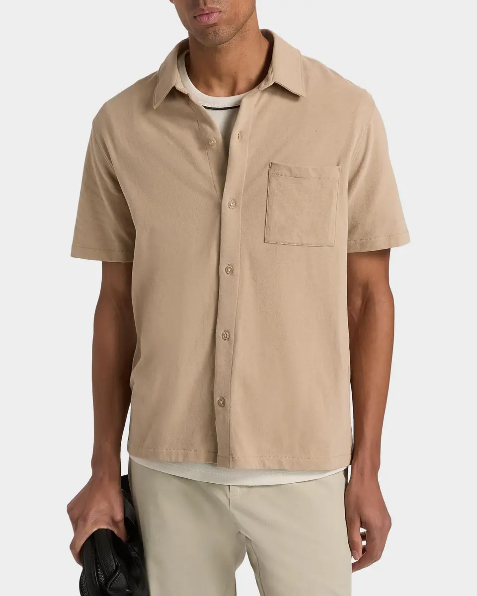Vince Men's Sueded Jersey Button-Down Shirt | Thumbnail 4