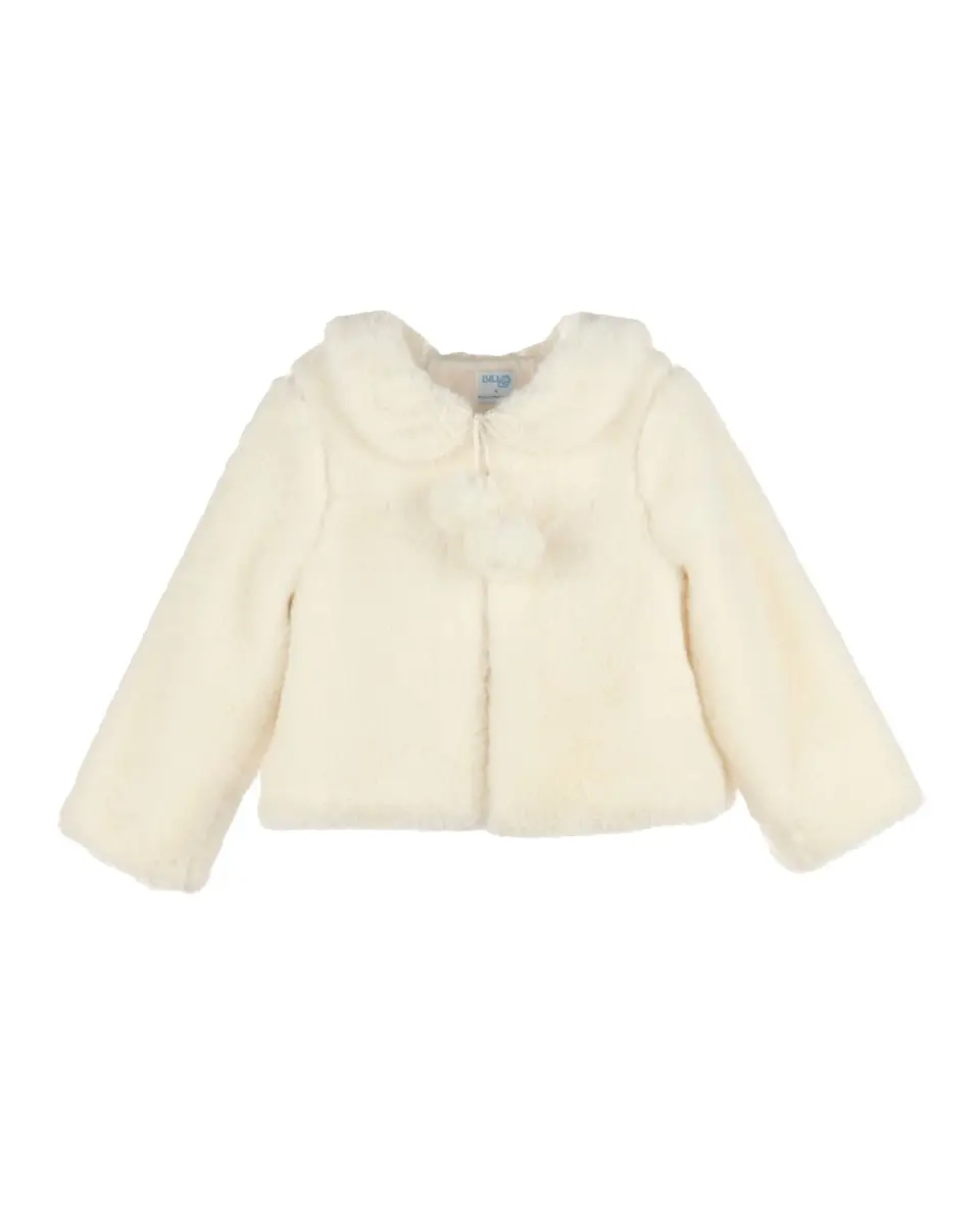 Luli & Me Girl's Cozy Fuzzy Faux-Fur Coat with Pom-Poms | Thumbnail 3