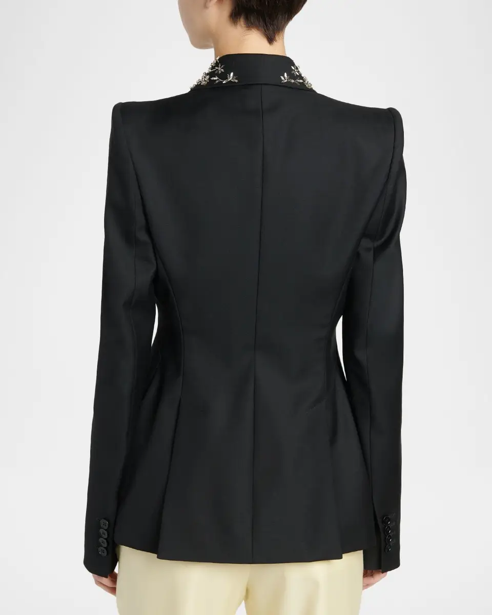 Alexander McQueen Beaded Lapel Single-Breasted Jacket | Thumbnail 3 Alexander McQueen Beaded Lapel Single-Breasted Jacket | Thumbnail 3