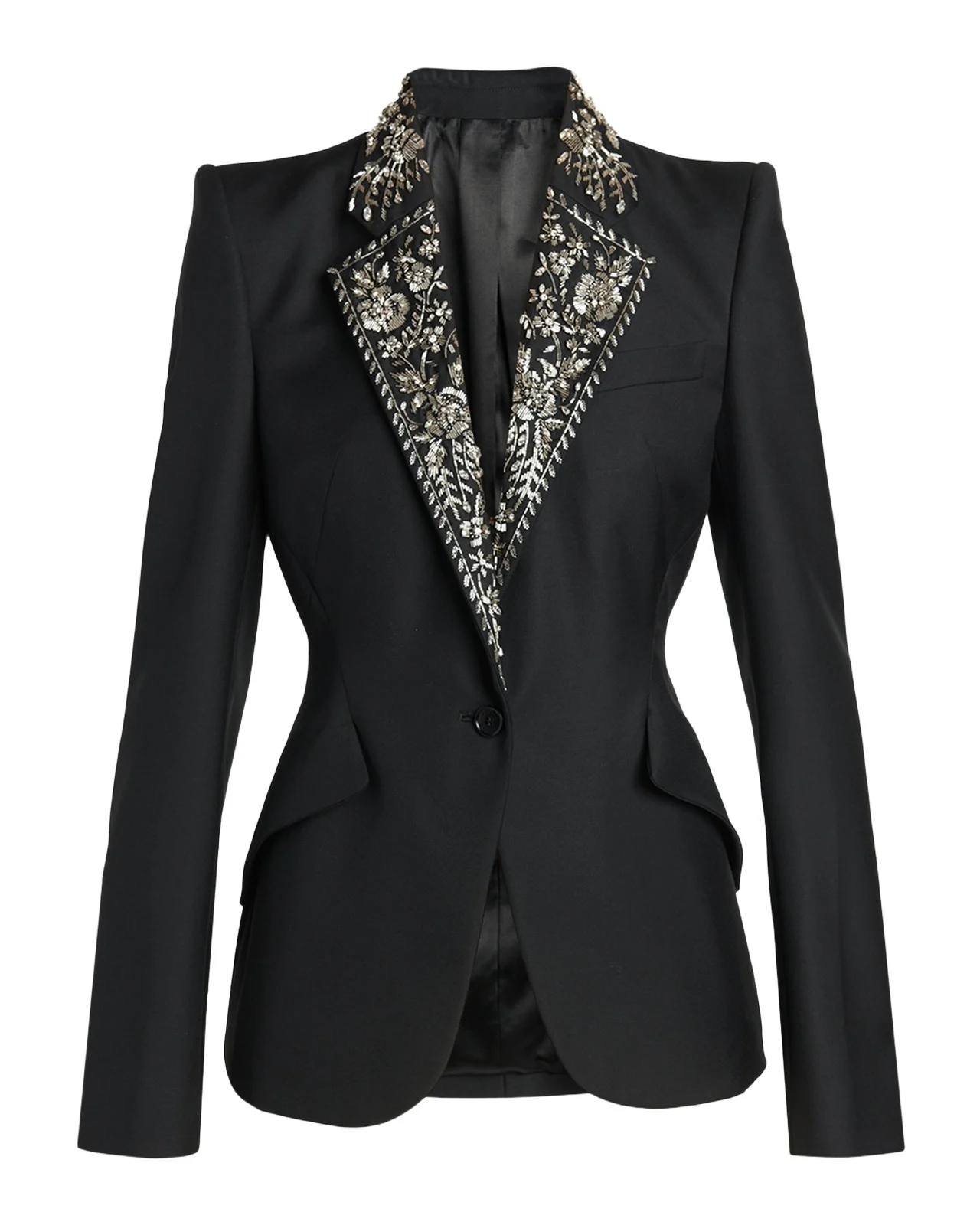 Beaded Lapel Single-Breasted Jacket Beaded Lapel Single-Breasted Jacket