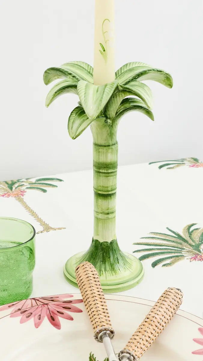 LES OTTOMANS Green Palm Candlestick Holder | Thumbnail 3